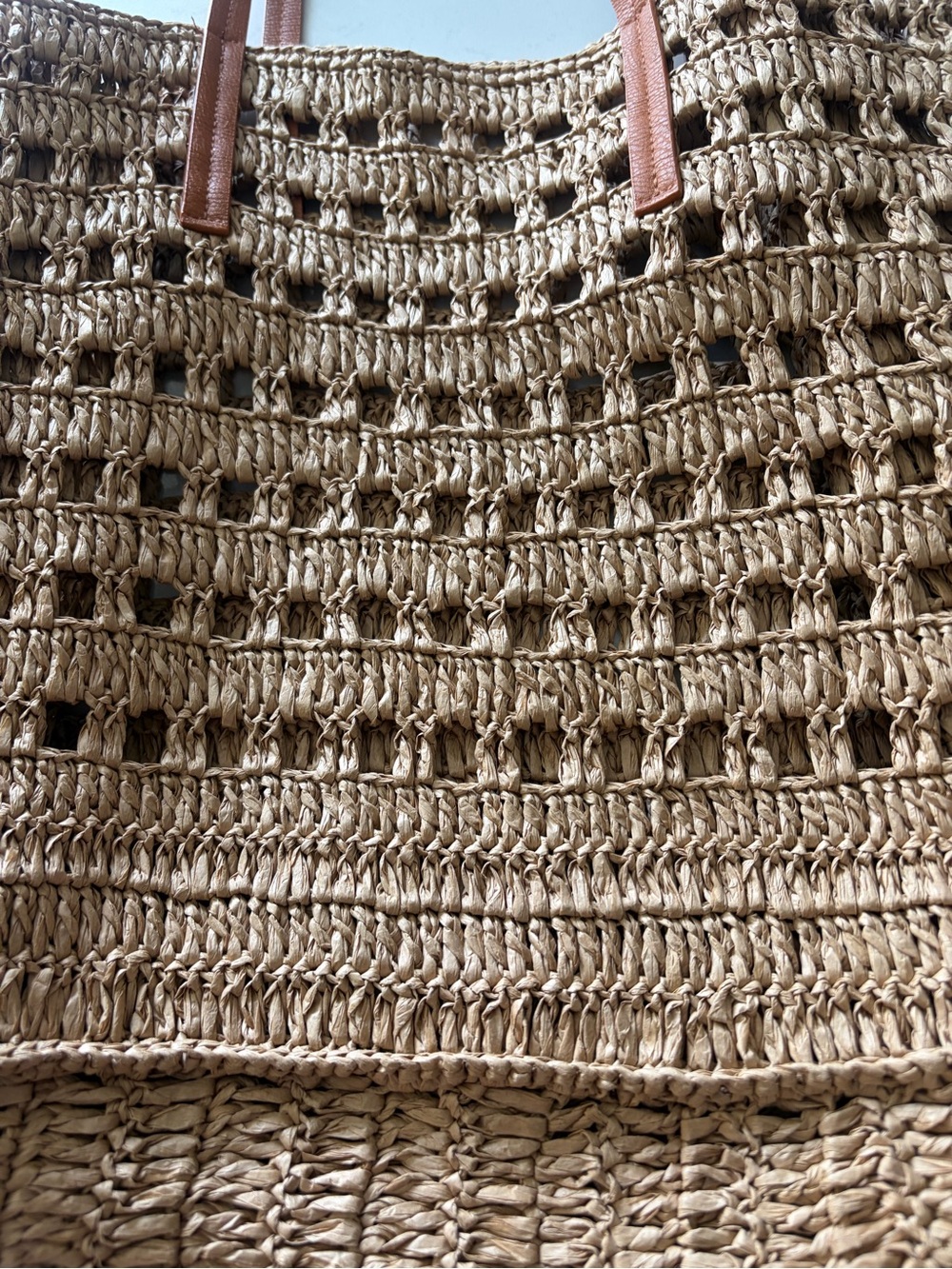 Target Woven Straw Shoulder Bag with Brown Handles - Picture 2 of 3